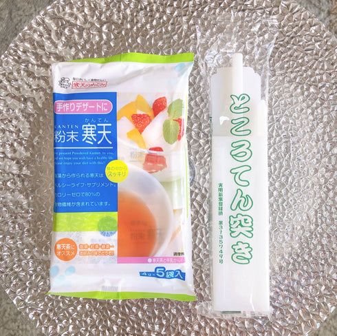 TOKOROTEN SET ところてんセット(天突き棒&粉寒天4g×5) from Kanten Canada